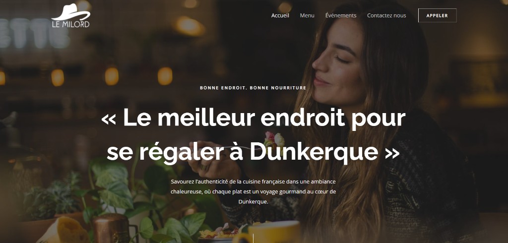 Aperçu du site Le Milord — page d’accueil
